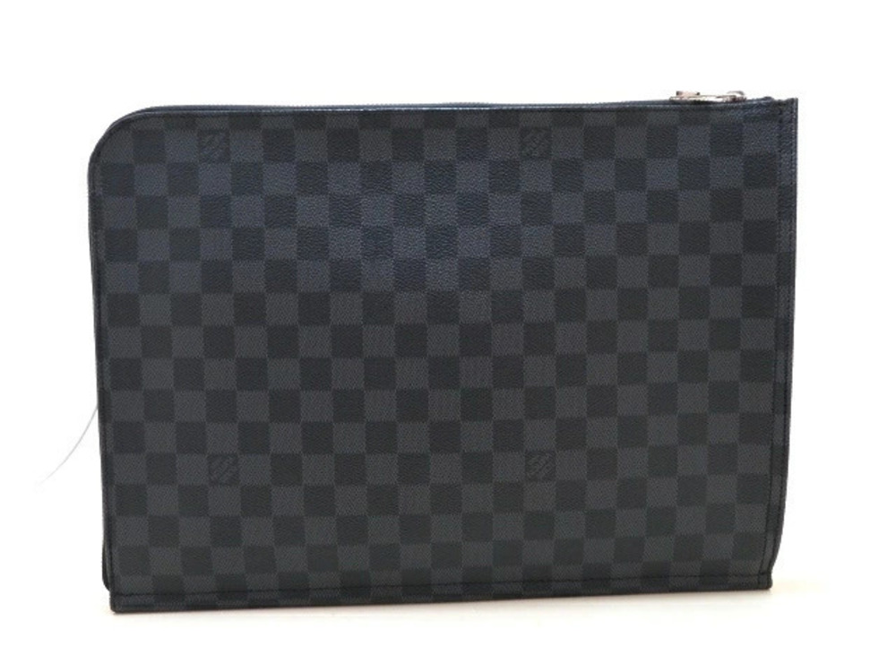 LOUIS VUITTON Pochette Documents Clutch Bag Damier Graphite Black